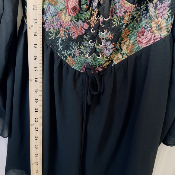 Cider Floral Laced-Up Corset Mini Cottage Core Gypsy Whimsical Milk Maid - Picture 10 of 11